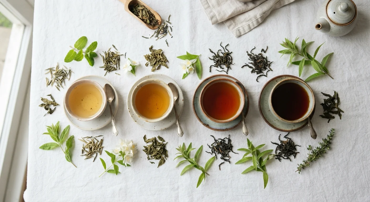 Green Tea, Black Tea, Oolong, and White Tea: One Plant, Many Faces